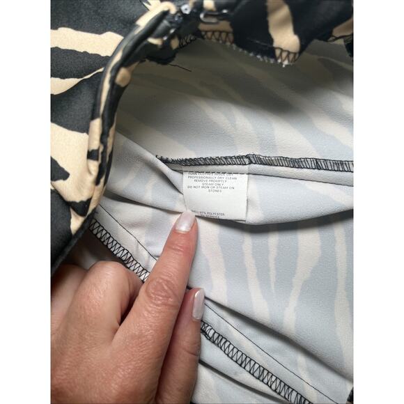 Jessica McClintock Gunne Sax PROM Party Dress Sz 7/8 Strapless Long Zebra Print - Picture 4 of 15